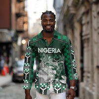 Personalized Nigeria Long Sleeve Button Shirt Eagle With Tribal Patterns