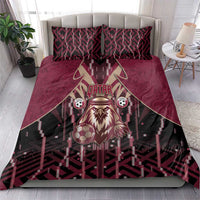 Qatar Football Bedding Set Glitch Style Falcon With Arabic Patterns