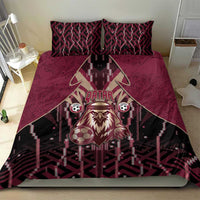 Qatar Football Bedding Set Glitch Style Falcon With Arabic Patterns