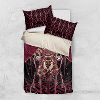Qatar Football Bedding Set Glitch Style Falcon With Arabic Patterns