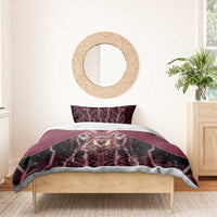 Qatar Football Bedding Set Glitch Style Falcon With Arabic Patterns