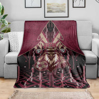 Qatar Football Blanket Glitch Style Falcon With Arabic Patterns