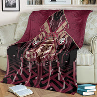 Qatar Football Blanket Glitch Style Falcon With Arabic Patterns