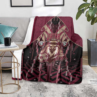 Qatar Football Blanket Glitch Style Falcon With Arabic Patterns