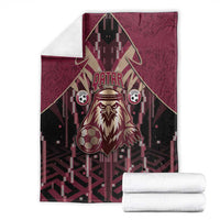 Qatar Football Blanket Glitch Style Falcon With Arabic Patterns
