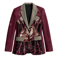Custom Qatar Football Blazer Glitch Style Falcon With Arabic Patterns