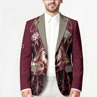 Custom Qatar Football Blazer Glitch Style Falcon With Arabic Patterns