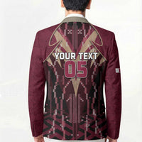Custom Qatar Football Blazer Glitch Style Falcon With Arabic Patterns