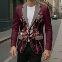 Custom Qatar Football Blazer Glitch Style Falcon With Arabic Patterns