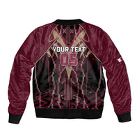 Custom Qatar Football Bomber Jacket Glitch Style Falcon With Arabic Patterns