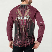 Custom Qatar Football Button Sweatshirt Glitch Style Falcon With Arabic Patterns