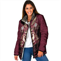 Custom Qatar Football Padded Jacket Glitch Style Falcon With Arabic Patterns