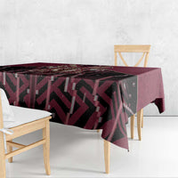 Qatar Football Tablecloth Glitch Style Falcon With Arabic Patterns
