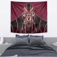 Qatar Football Tapestry Glitch Style Falcon With Arabic Patterns