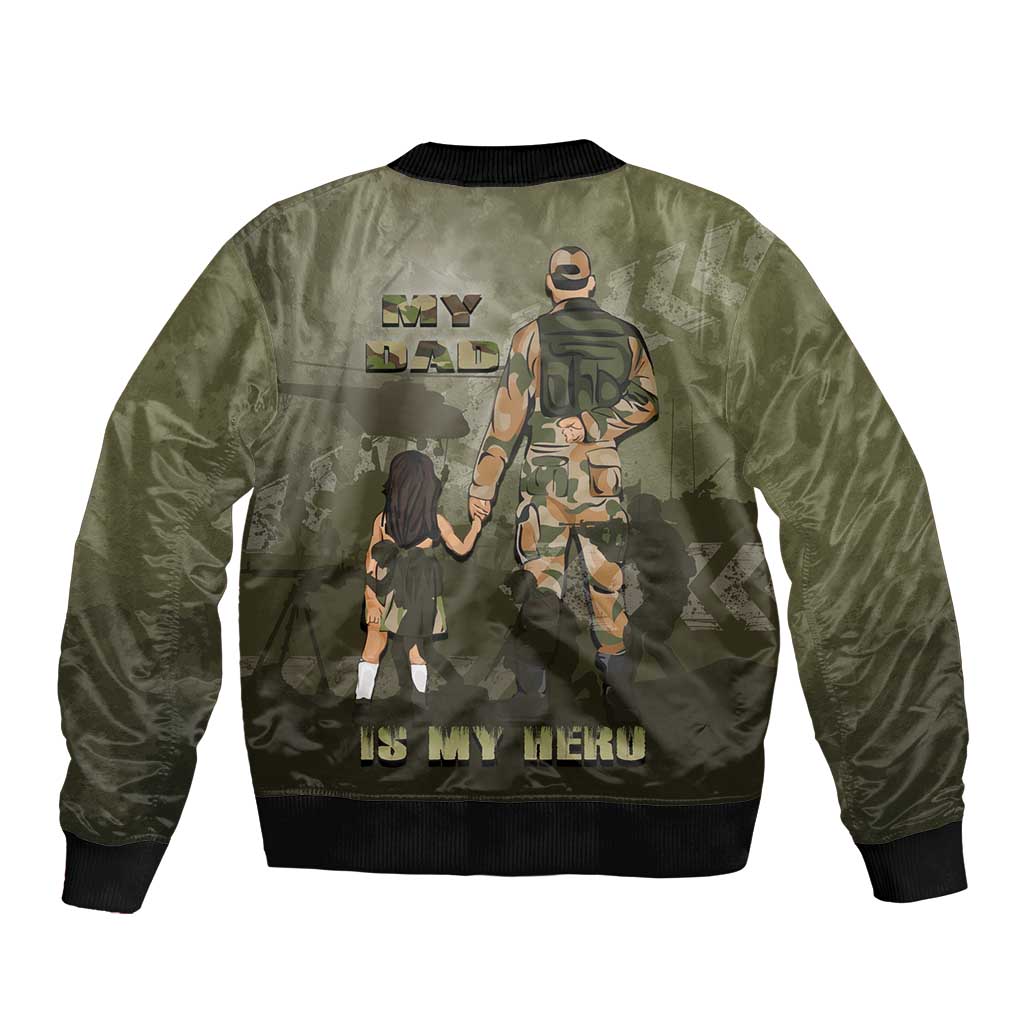 Military Fathers Day Bomber Jacket My Dad Is My Hero