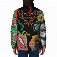 African Juneteenth Freedom Day 1865 Padded Jacket Colors Liquid Marble With Broken Chains