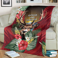 Antigua and Barbuda Blanket Tropical Flowers Stag Deer - Wonder Print Shop
