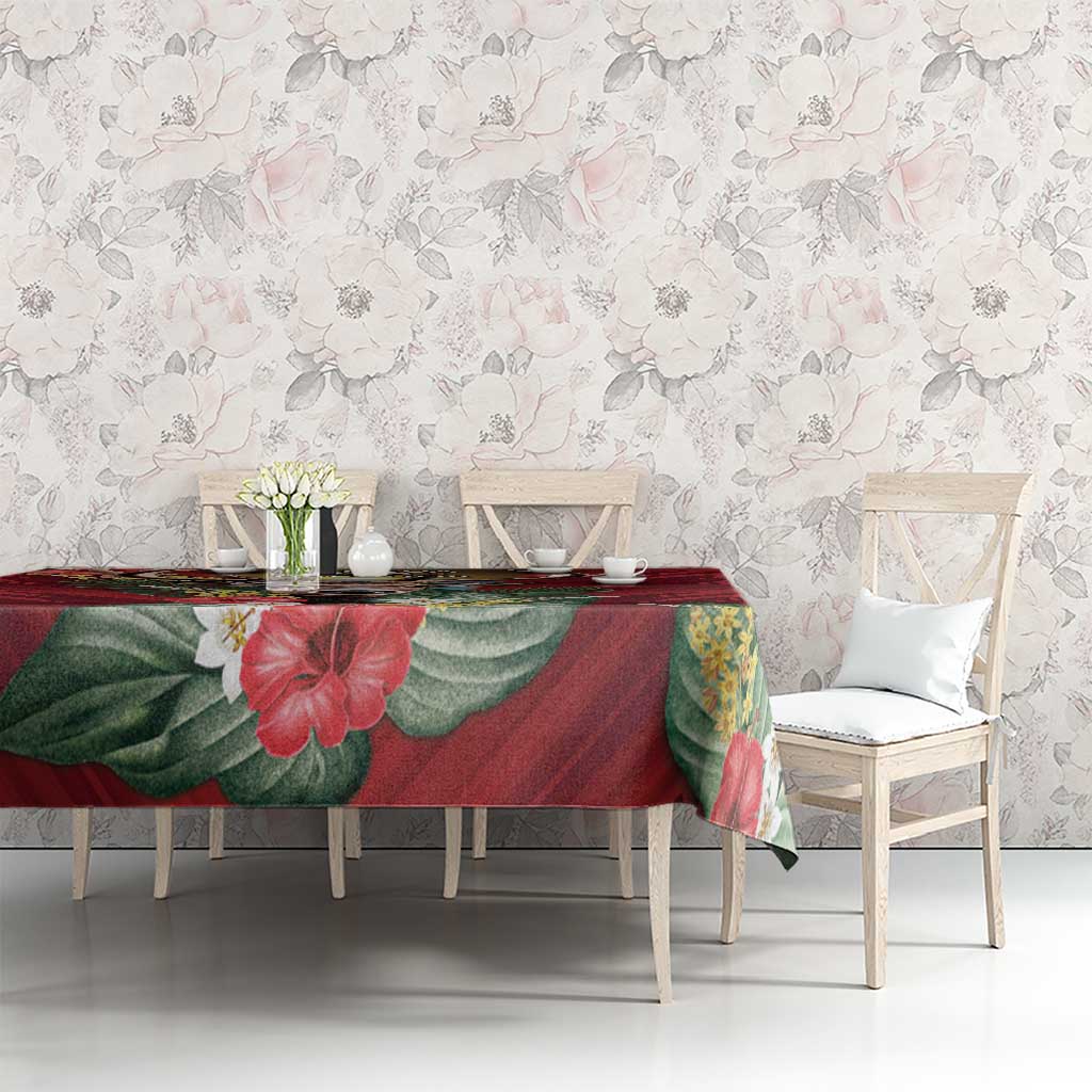 Antigua and Barbuda Tablecloth Tropical Flowers Stag Deer - Wonder Print Shop