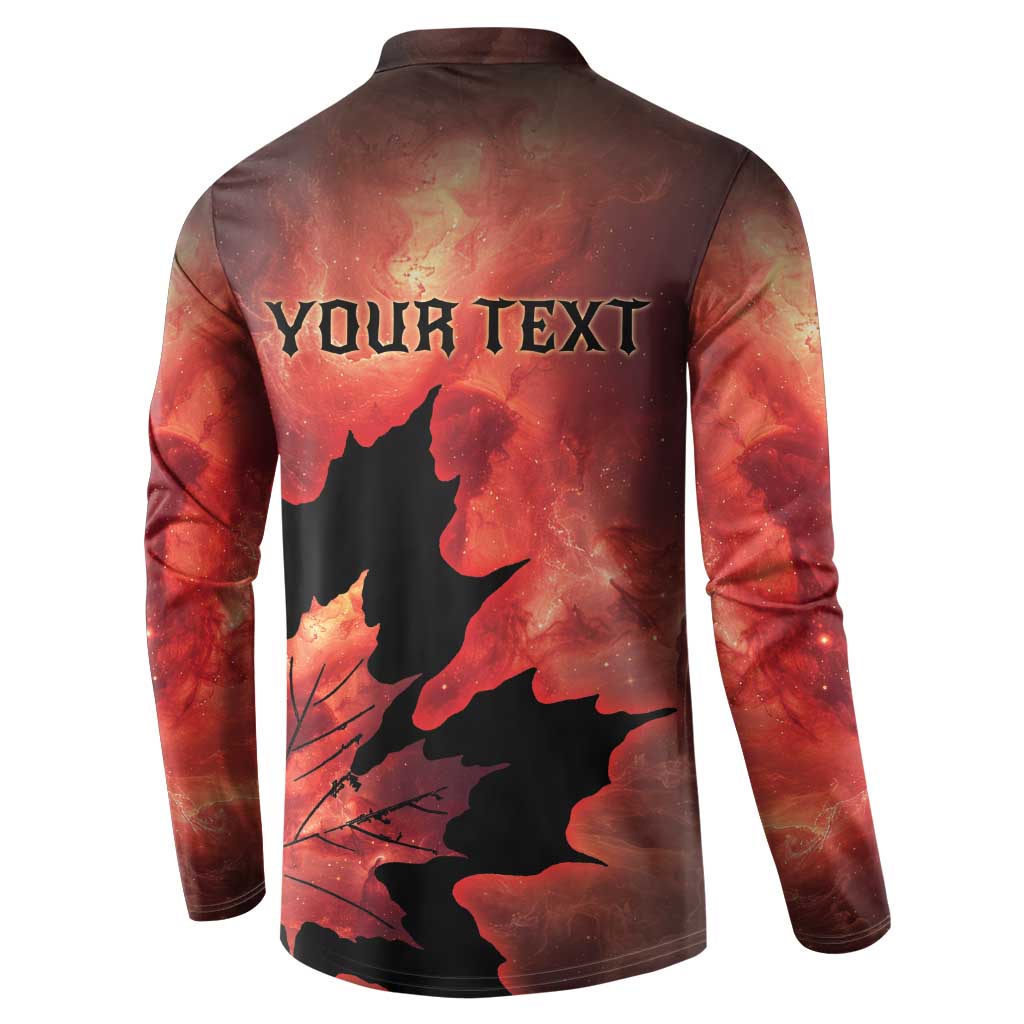 Personalized Canada Maple Leaf Button Sweatshirt Red Galaxy Style - Wonder Print Shop