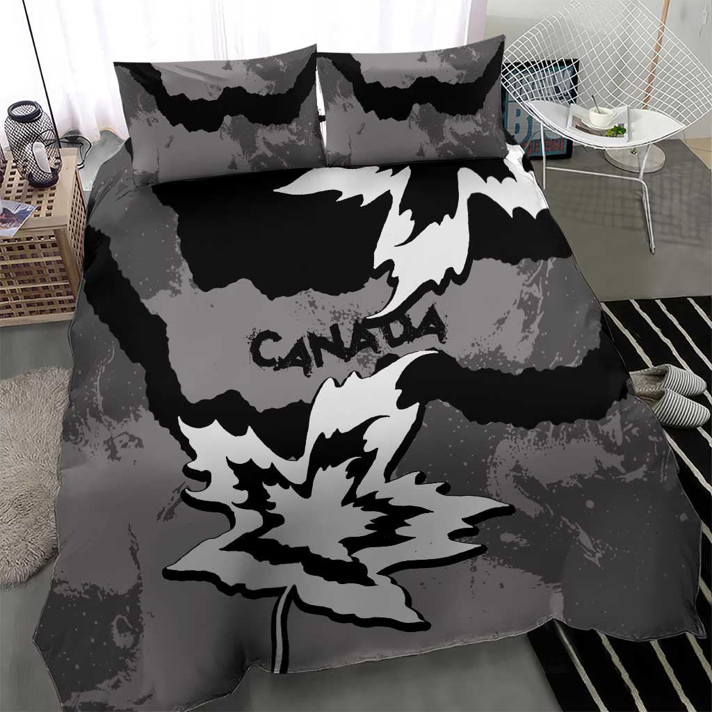 Canada Maple Leaf Bedding Set Unique Style Black Version - Wonder Print Shop