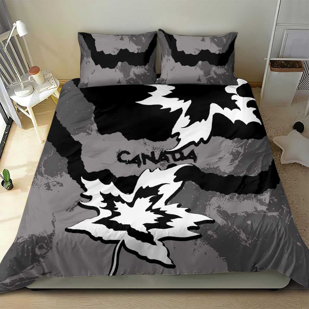 Canada Maple Leaf Bedding Set Unique Style Black Version - Wonder Print Shop