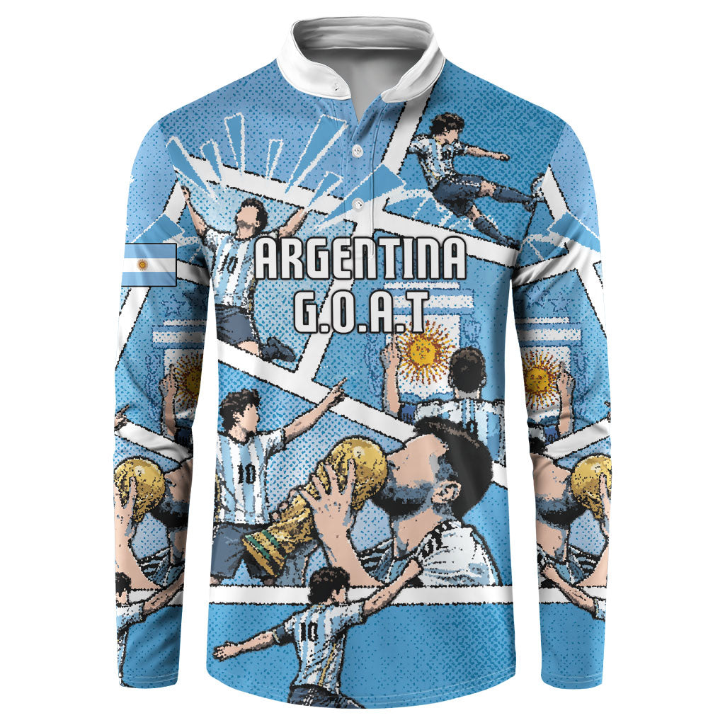 Custom Argentina Football Button Sweatshirt Goat Comic Style Sun Of May