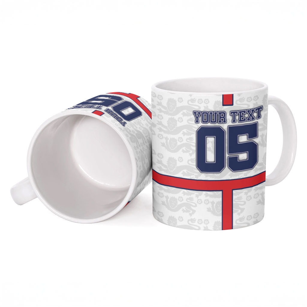 Custom England Football Ceramic Mug Three Lions Trophy St George Cross