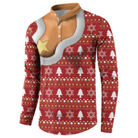 Christmas 3D Funny Graphic Button Sweatshirt Boob Gold Star Pasty Ugly Knit Pattern