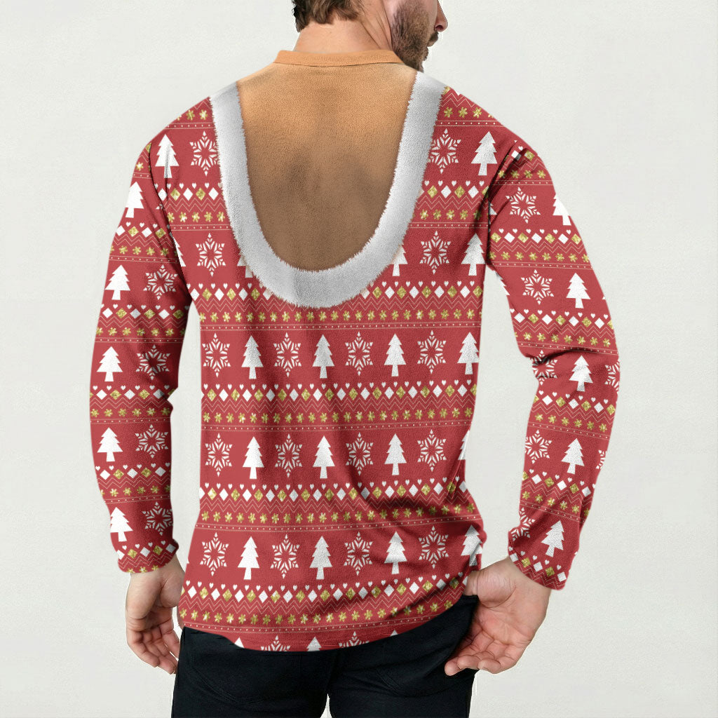Christmas 3D Funny Graphic Button Sweatshirt Boob Gold Star Pasty Ugly Knit Pattern