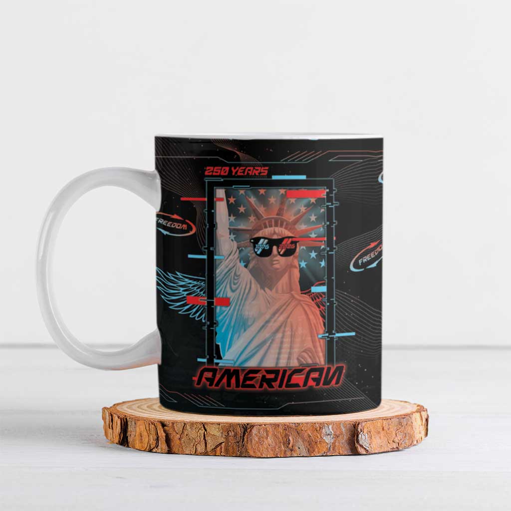 United States 250th Anniversary Ceramic Mug Statue Of Liberty Cyberpunk Style - Wonder Print Shop