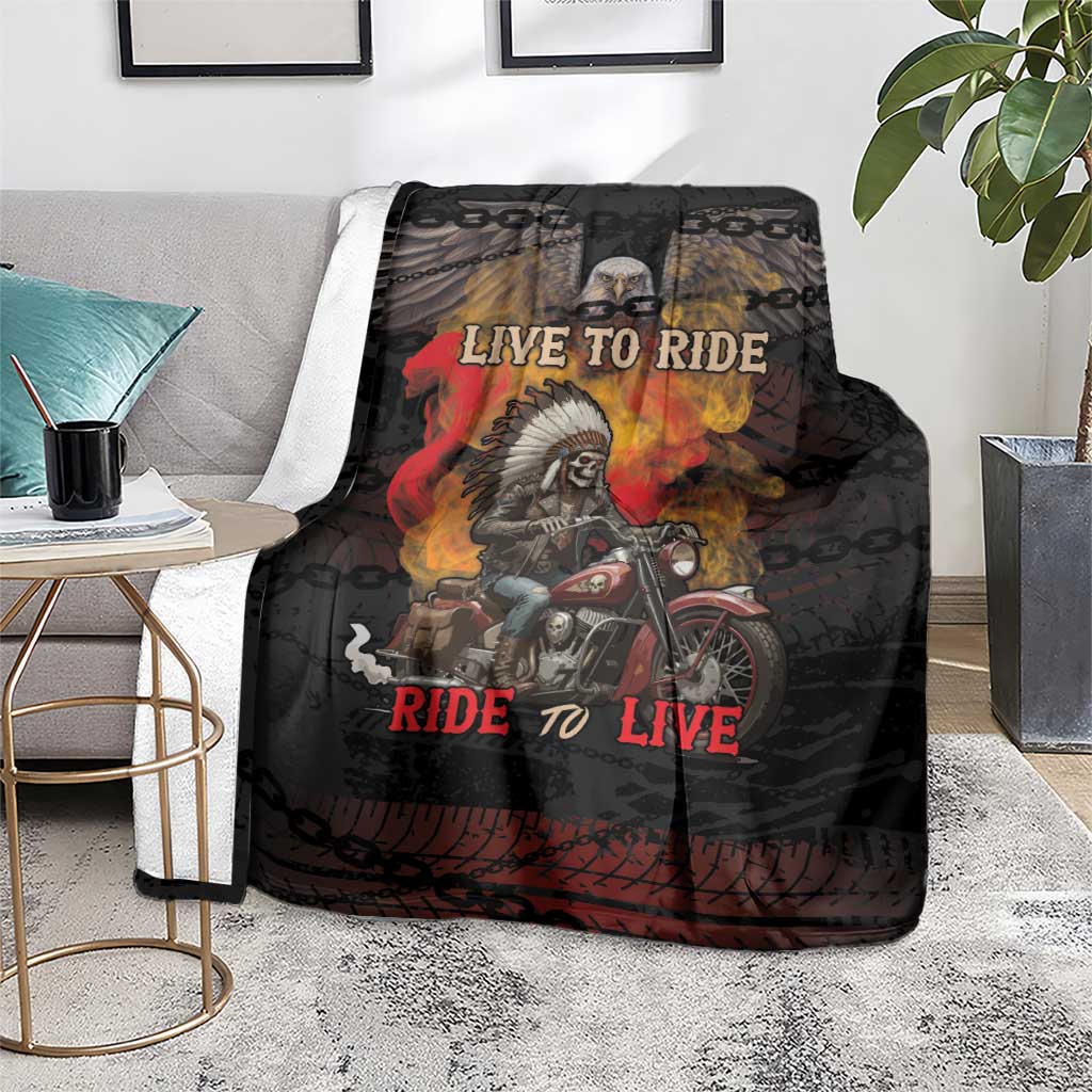 Indian Motorcycle Blanket Live To Ride Skull Biker Native American - Wonder Print Shop