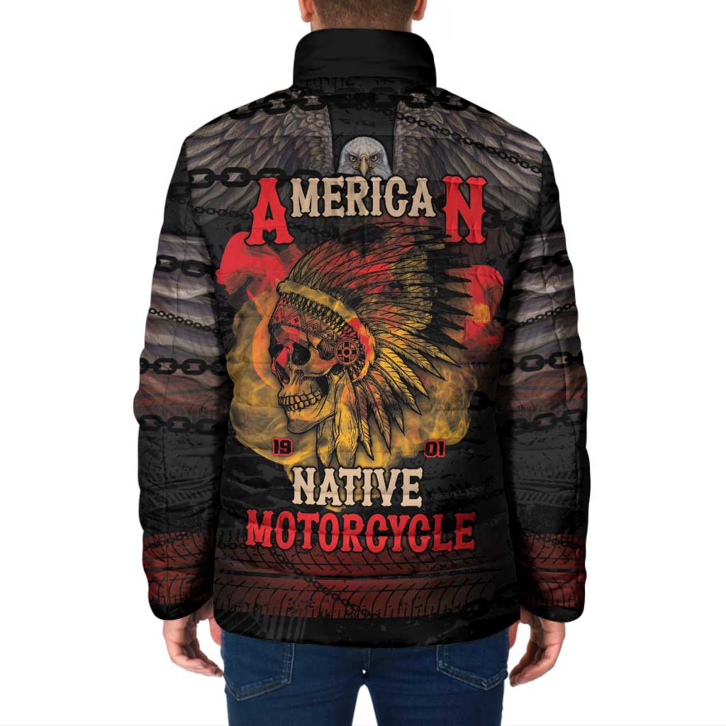 Indian Motorcycle Padded Jacket Live To Ride Skull Biker Native American - Wonder Print Shop