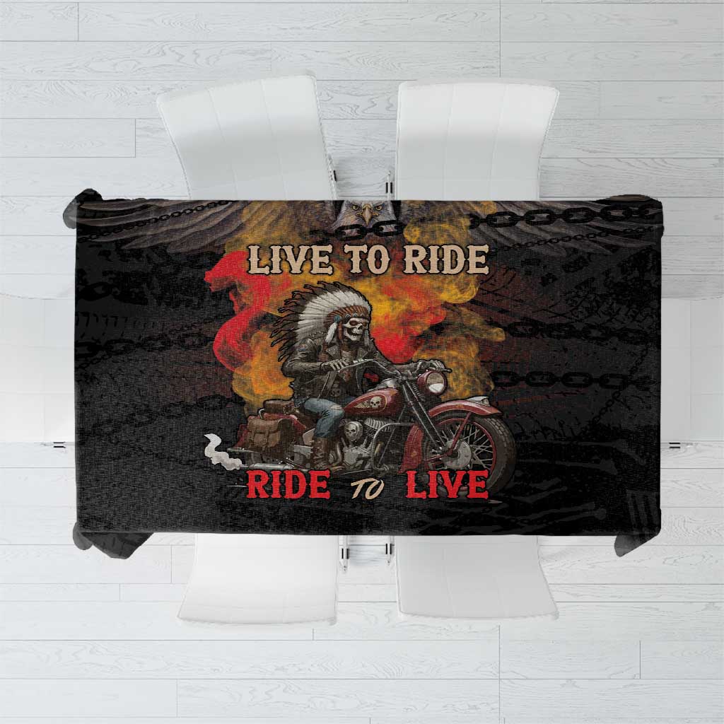 Indian Motorcycle Tablecloth Live To Ride Skull Biker Native American - Wonder Print Shop