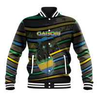 Personalized Gabon Baseball Jacket Panther Strike Striped Style
