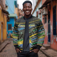 Personalized Gabon Bomber Jacket Panther Strike Striped Style