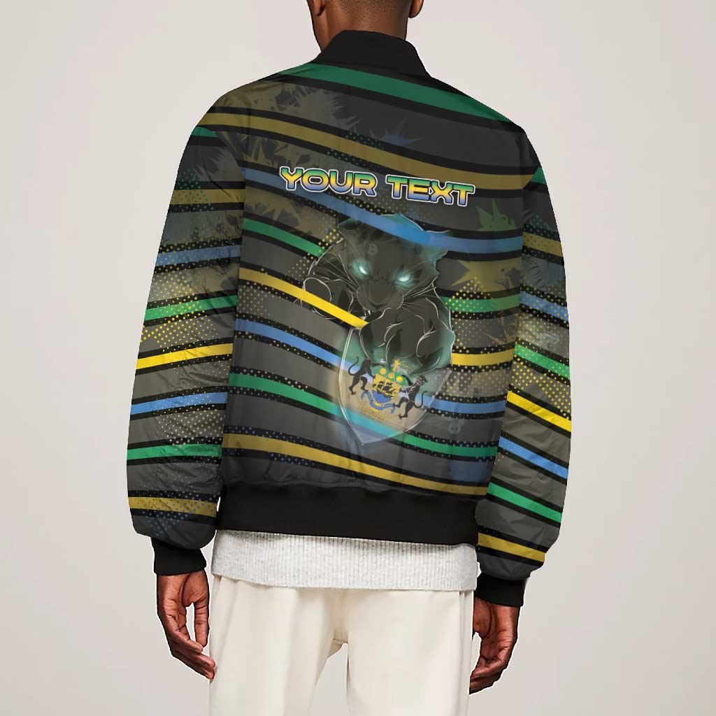 Personalized Gabon Bomber Jacket Panther Strike Striped Style