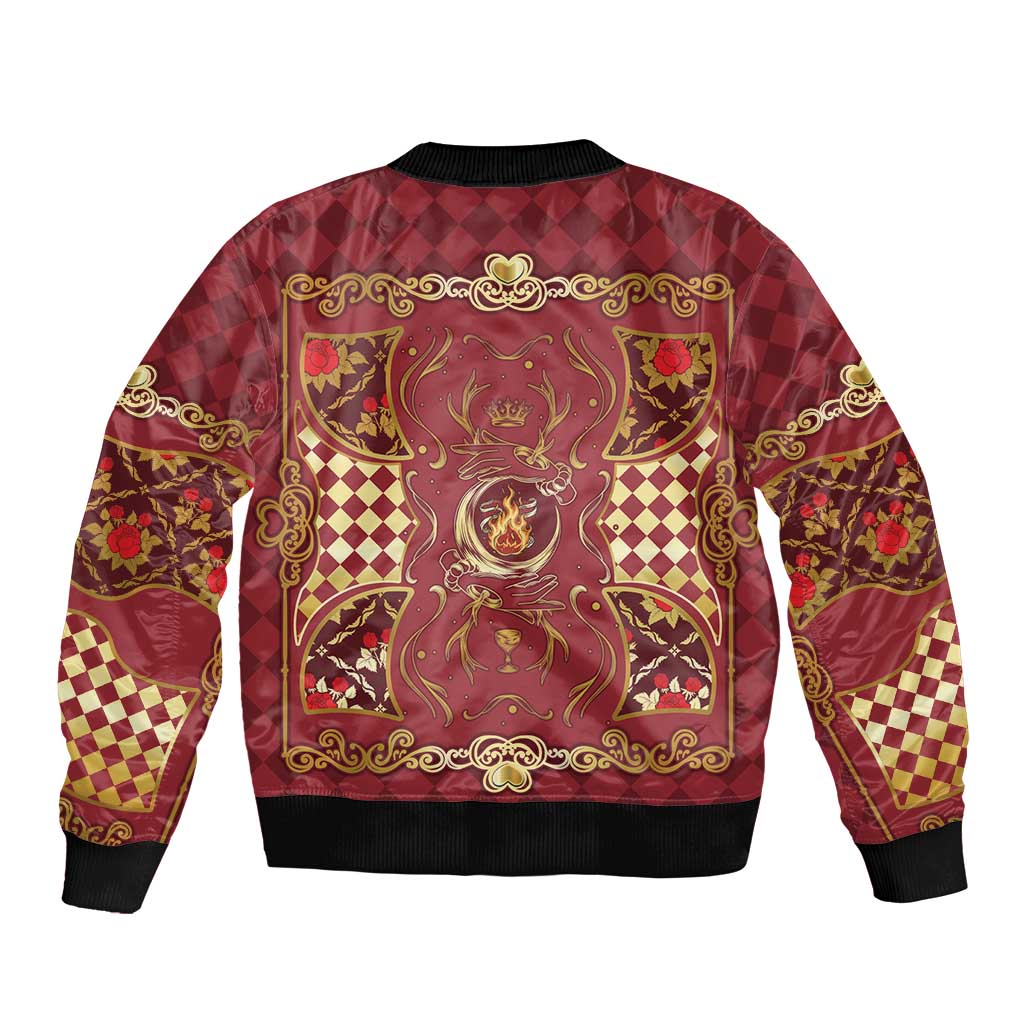 Zodiac Signs Bomber Jacket The Fire Element Baroque Hearts Card