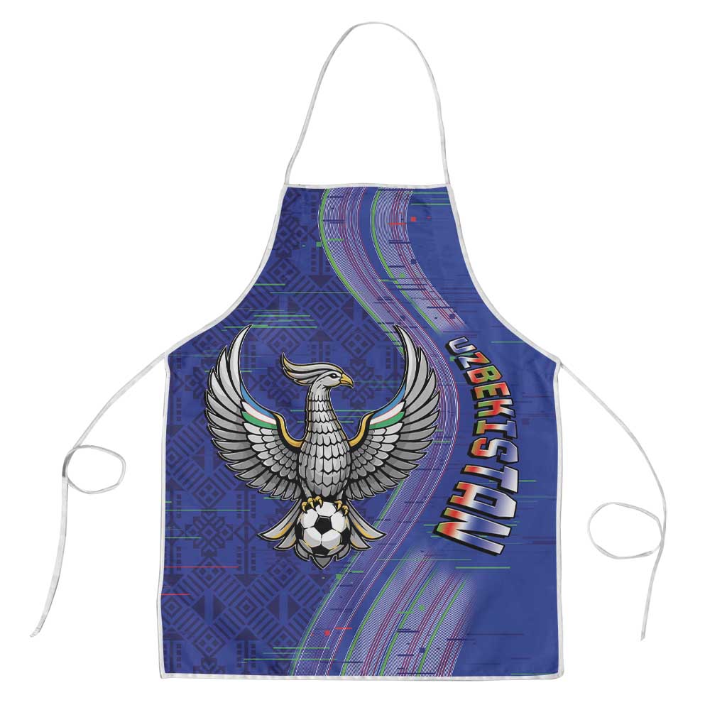 Uzbekistan Football Apron Modern Glitch Art Style Huma Bird
