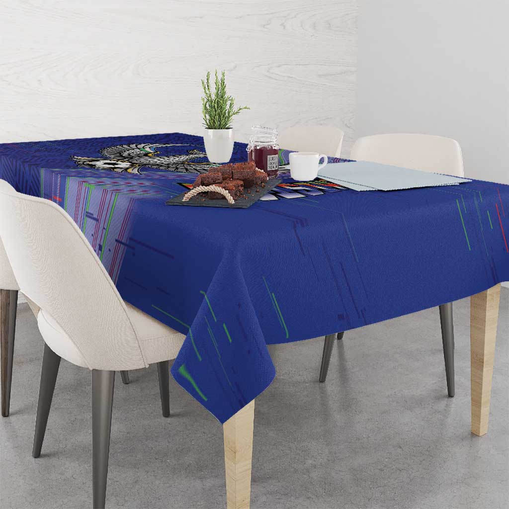 Uzbekistan Football Tablecloth Modern Glitch Art Style Huma Bird