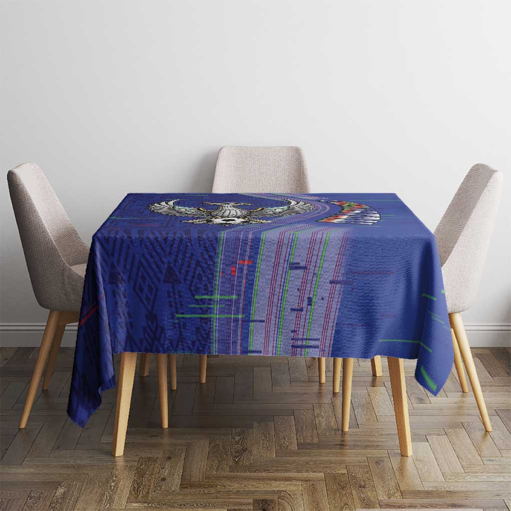 Uzbekistan Football Tablecloth Modern Glitch Art Style Huma Bird