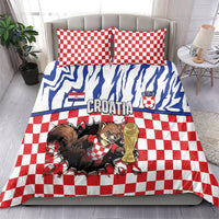 Croatia Football Bedding Set Marten In Hole With Checkered Patterns