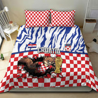 Croatia Football Bedding Set Marten In Hole With Checkered Patterns