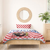 Croatia Football Bedding Set Marten In Hole With Checkered Patterns