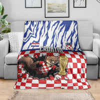 Croatia Football Blanket Marten In Hole With Checkered Patterns