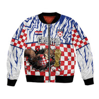 Custom Croatia Football Bomber Jacket Marten In Hole With Checkered Patterns