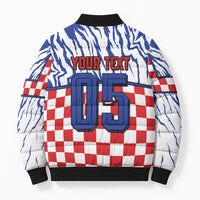 Custom Croatia Football Bomber Puffer Jacket Marten In Hole With Checkered Patterns