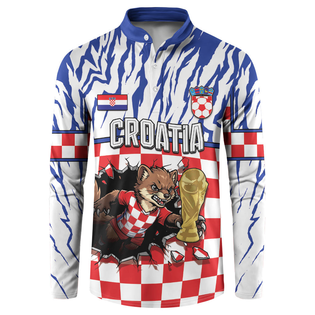 Custom Croatia Football Button Sweatshirt Marten In Hole With Checkered Patterns