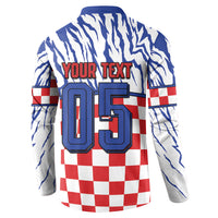Custom Croatia Football Button Sweatshirt Marten In Hole With Checkered Patterns