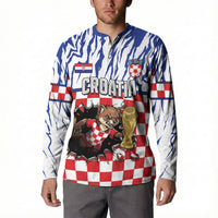 Custom Croatia Football Button Sweatshirt Marten In Hole With Checkered Patterns