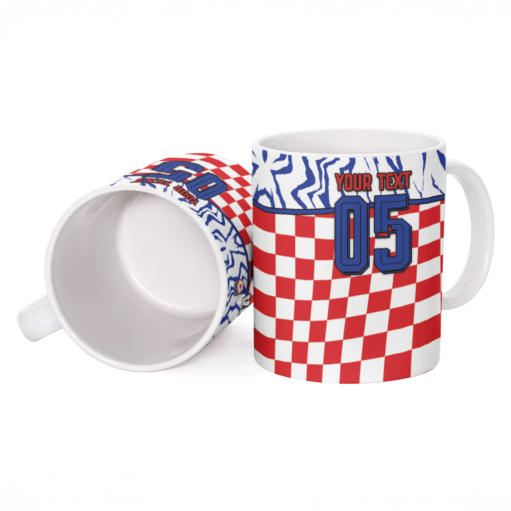 Custom Croatia Football Ceramic Mug Marten In Hole With Checkered Patterns